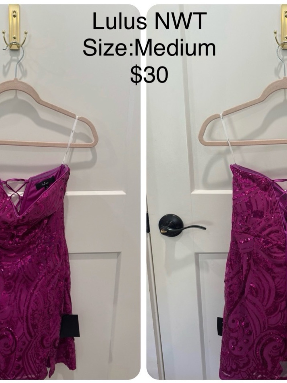 Lulu's Fuchsia Sequin Strapless Mini Dress